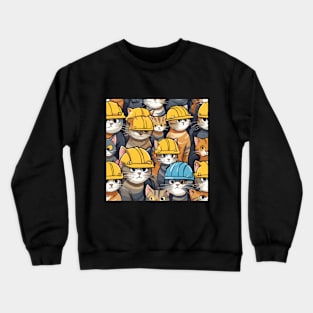 adorable cats wearing hard hats Crewneck Sweatshirt